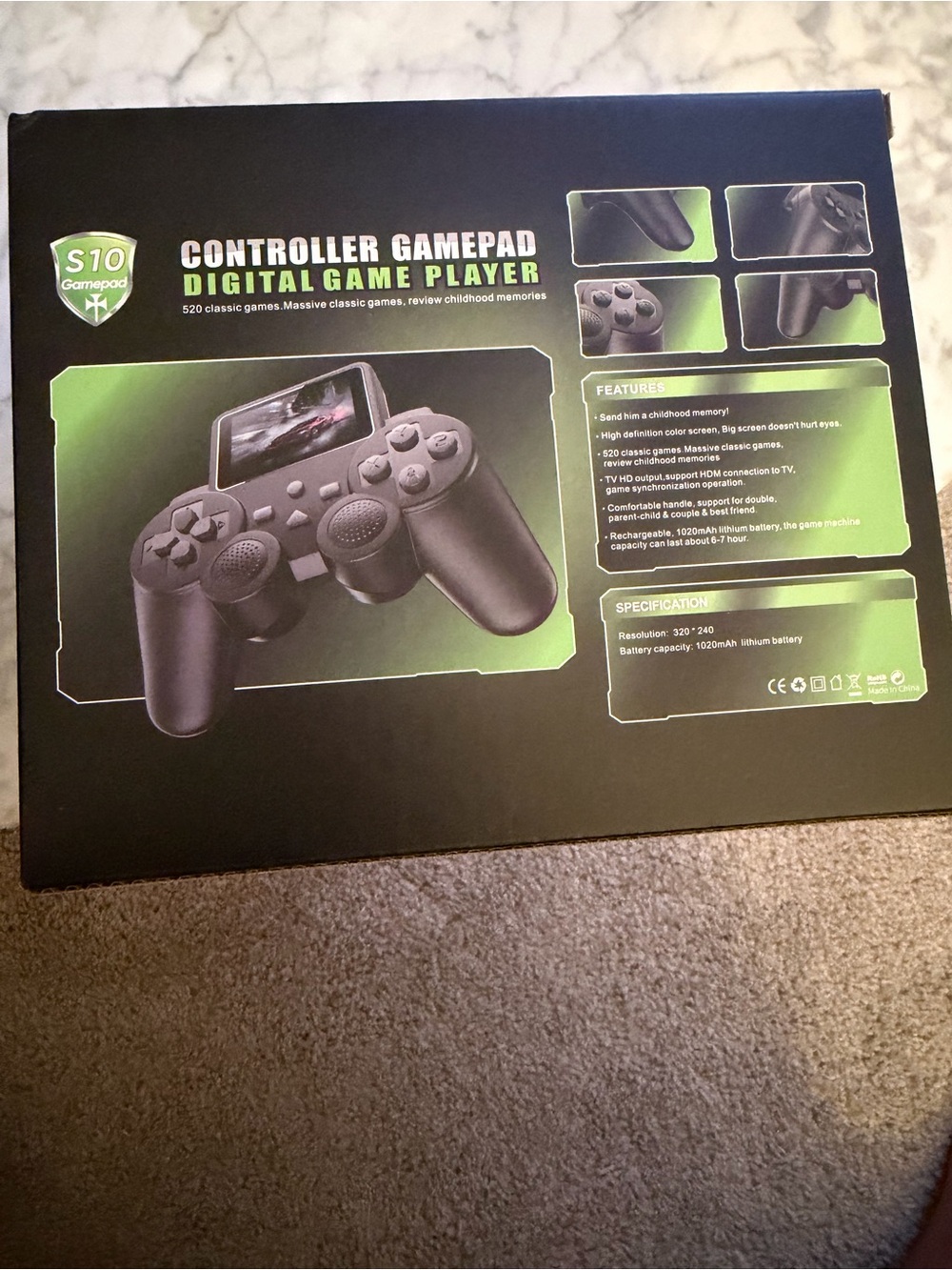 S10 Controller Gamepad Digital Handheld Console - Black